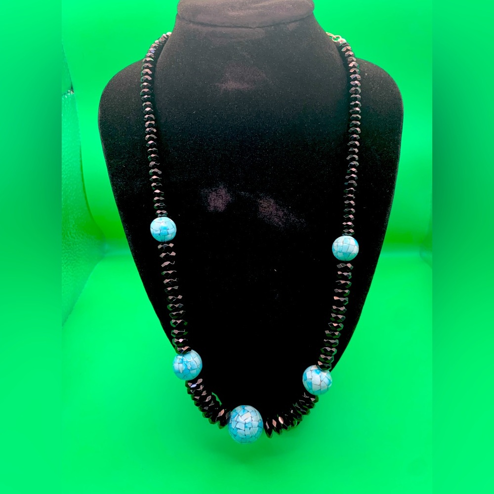 Mine Finds by Jay King Turquoise and Black Agate Necklace